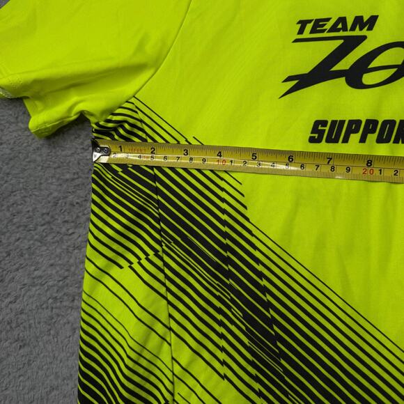 Zooz Running Shirt Men's Medium Neon Yellow Racing Short Sleeve - Picture 7 of 12